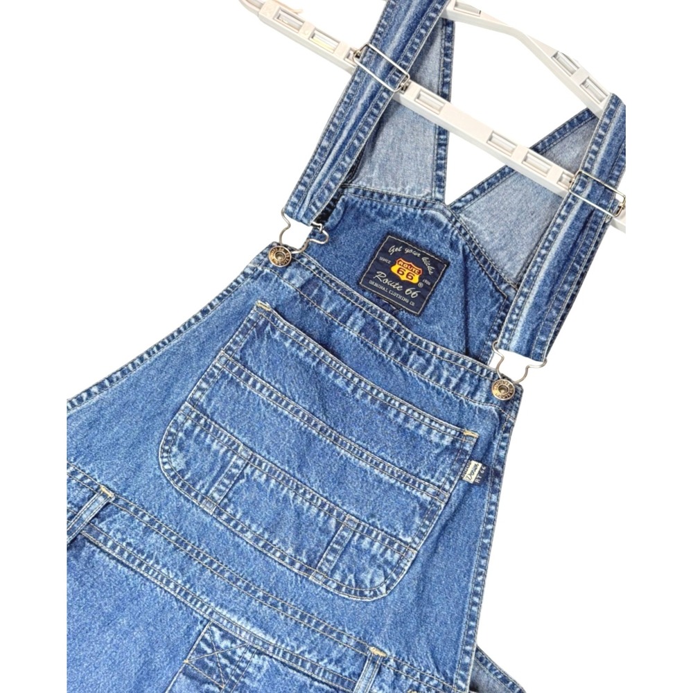 Route 66 Denim Overalls Shortalls Frayed Adjustable Y2K 90's Women's M Vintage